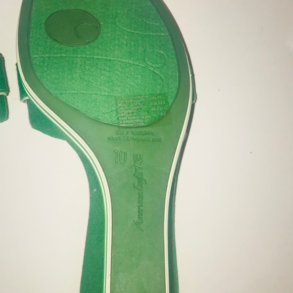 NWT American Eagle Green & White Striped Platform Sandals Wedges Y2K/90s Size 10 - Picture 7 of 8